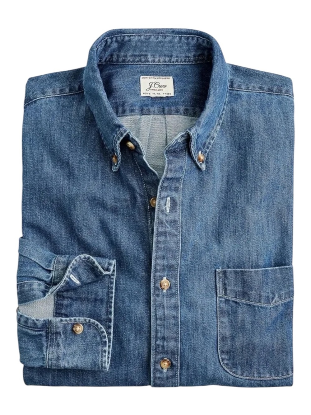 J Crew Midweight Denim Workshirt Mens XL Blue Indigo Cotton Classic Button Up